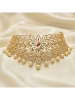 Floral Casting Silver Choker Necklace