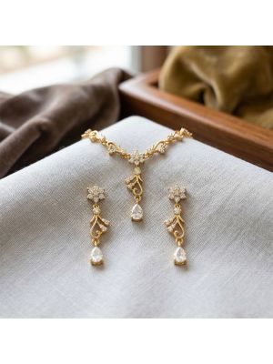 Luxury Silver Floral Drops Necklace Set