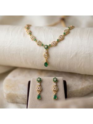 Bridal Emerald Green Floral Necklace Set