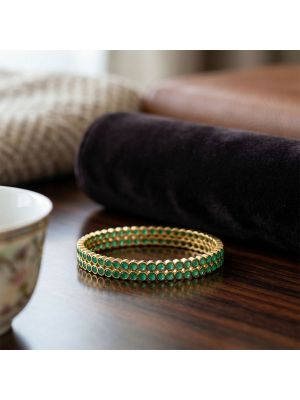 Classic Emerald Green Silver Bangles