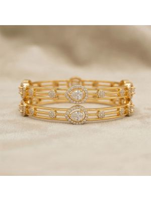 Gold Plated Silver Triple Band Bangle