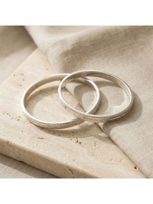 Laser Engraved Silver Bangle with Hatch Pattern