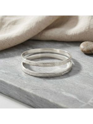 Laser Engraved Silver Bangle with Hatch Pattern