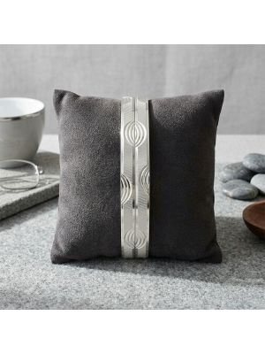 Laser Engraved Silver Geometric Bangle