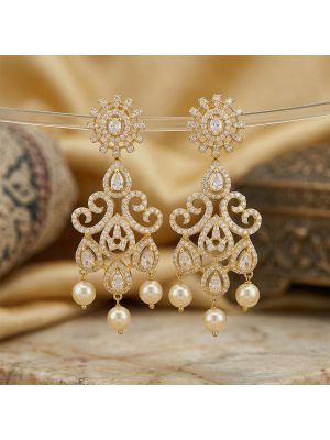 Elegant Silver Casting Stone Filigree Drops