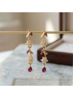 Trendy Floral Silver Casting Drops