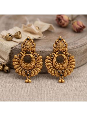 Antique Lakshmi Floral Silver Drops