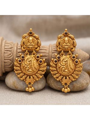 Antique Lakshmi Leaf Silver Drops