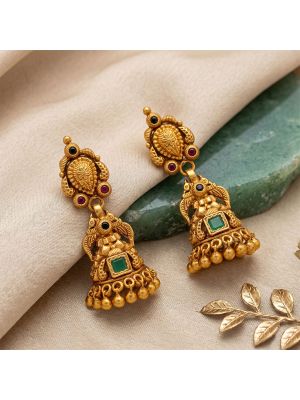 Traditional Floral Mayil Silver Jimikki