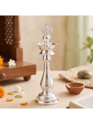 Traditional Lakshmi Gajalakshmi Silver Kuthu Vilakku