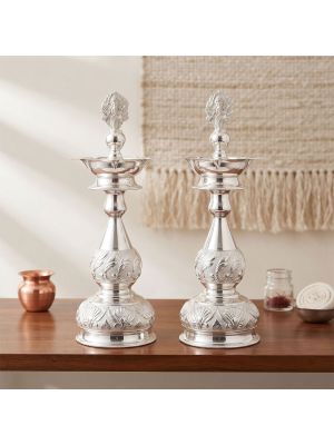 Traditional Ganesha Casting Silver Kuthu Set