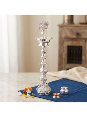 Traditional Nagas Annam Silver Vilakku