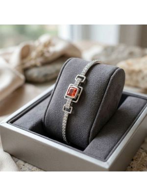 Fancy Silver Orange Stone Gadi