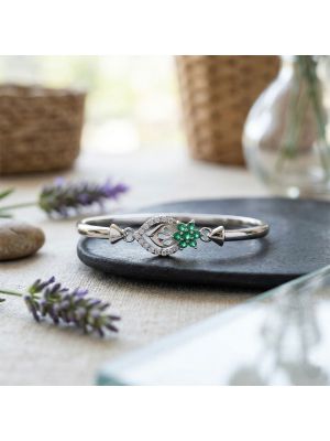 Silver Emerald Flower Hinged Gadi