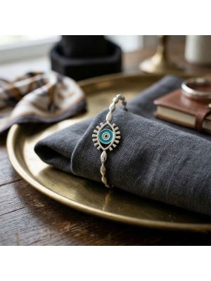 Silver Enamel Eye Motif Gadi