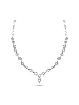 Elegant Leaf Design Silver Necklace Set