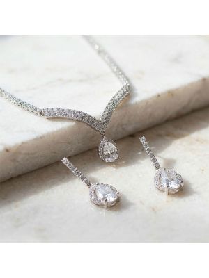 Bridal Silver Stone Jewelry Set