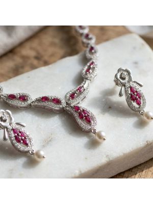 Bridal Silver Stone Jewelry Set