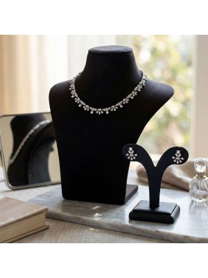 Trendy Silver Stone Jewelry Set