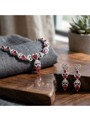 Silver Heartin Stone Jewelry Set