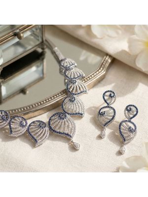 Elegant Silver Peacock Bridal Set