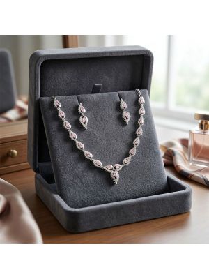 Bridal Luxury Silver Teardrop Drops With Chain