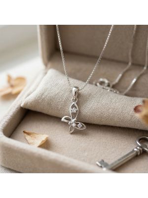 Silver Butterfly Pendant Box Chain