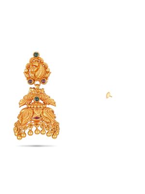 Bridal Wear Gold Jhumka Earring-hover