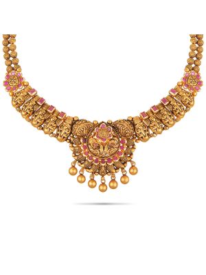 Royal Antique Peacock Gold Necklace-hover
