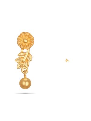 Impressive Flower Design Gold Drop Earring-hover