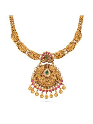 Royal Antique Peacock Gold Necklace-hover
