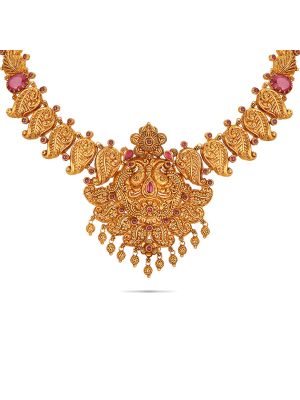 Enchanting Peacock Gold Necklace-hover