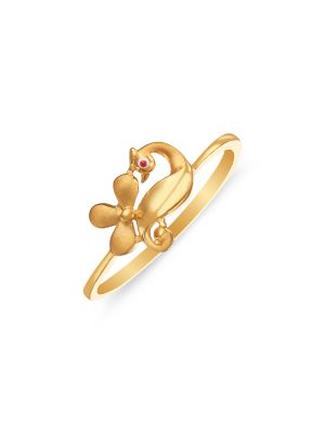 Stylish Peacock Design Gold Ring-hover