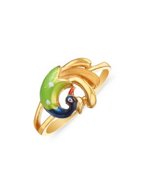 Stunning Peacock Design Gold Ring-hover