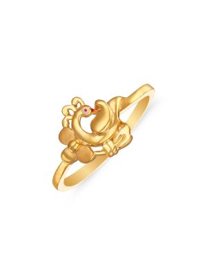 Stunning Peacock Design Gold Ring-hover