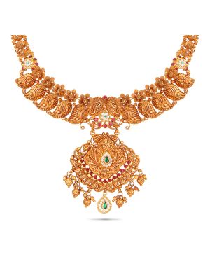 Royal Antique Peacock Gold Necklace-hover