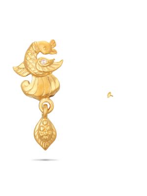 Enduring Peacock Gold Drop Earring-hover