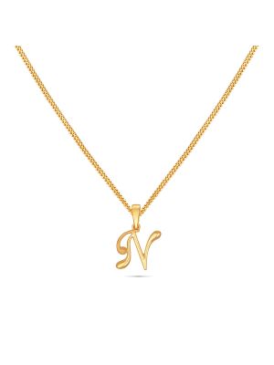 Stylish N Letter Gold Pendant-hover