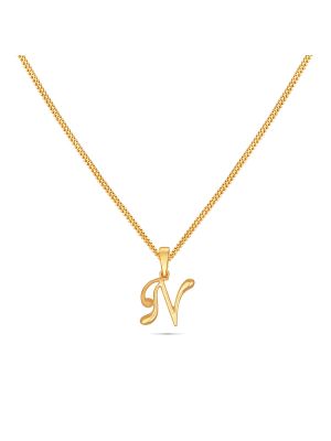 Stylish N Letter Gold Pendant-hover