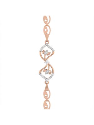 Twin Floral Frame Diamond Rose Bracelet-hover