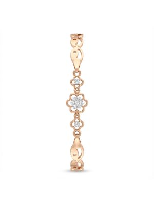 Flower Motif Linked Diamond Rose Bracelet-hover