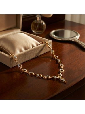 Trendy Leaf Diamond Necklace-hover