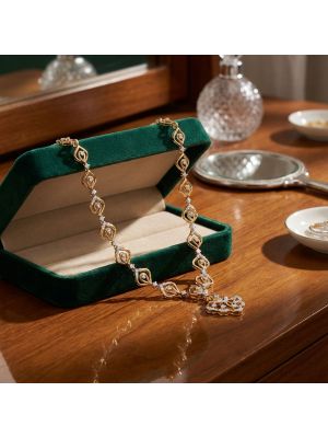 Elegant Leaf Diamond Necklace-hover