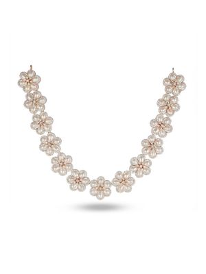 Vintage Floral Rose Diamond Necklace-hover