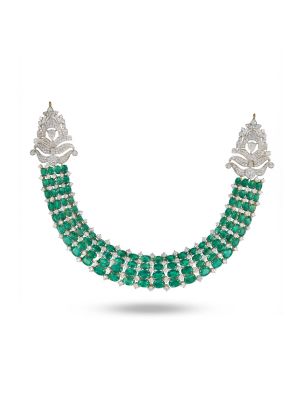 Emerald Layered Rose Diamond Necklace-hover