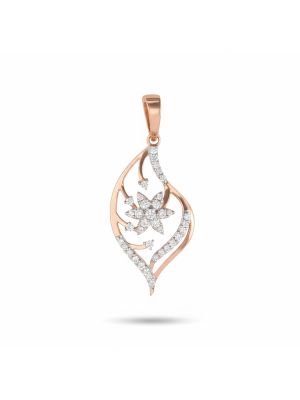 Elegant Leaf Rose Diamond Pendant-hover