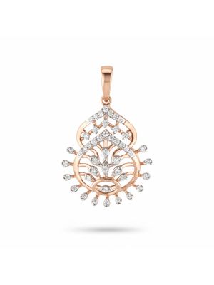 Leaf Drop Rose Diamond Pendant-hover