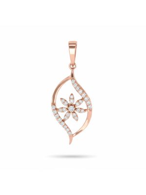 Floral Leaf Rose Diamond Pendant-hover