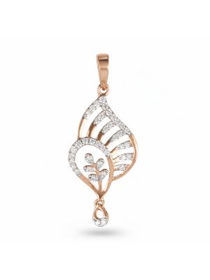 Floral Drop Rose Diamond Pendant-hover