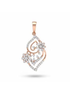 Ornate Floral Rose Diamond Pendant-hover